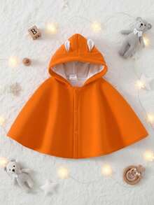 BOARNSEORL 男婴连帽斗篷外套，防风披风，时尚可爱，适合秋冬季外出和圣诞节穿着 - 橘色 - 查看 2