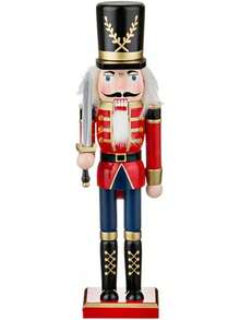 Wooden Nutcracker Ornaments Christmas Decoration Figures Puppet Home Decor (12 Inch) (Sword)Christmas - Gươm - Xem 1