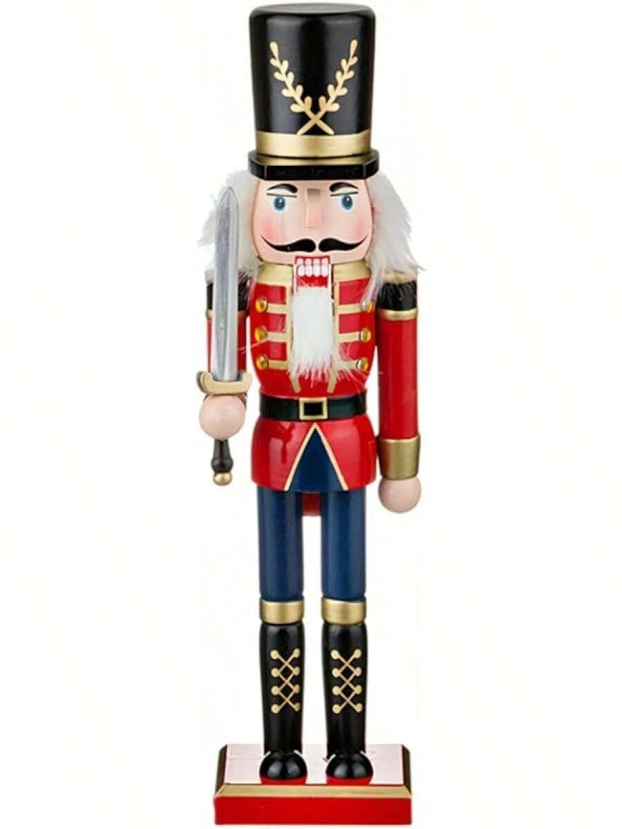 Wooden Nutcracker Ornaments Christmas Decoration Figures Puppet Home Decor (12 Inch) (Sword)Christmas - Gươm - Xem 1