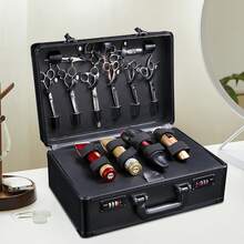 Barber Carrying Case Barber Case, Stylist Tool Box Professional Salon Hair Cutting Grooming Kit Storage Organizer For Clippers, Scissors, Barber Supplies (G) - Black - View 6