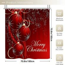 1/3/4 Peças Conjunto de Cortina de Chuveiro e Acessórios de Lanternas Vermelhas de Natal, Acessórios Impermeáveis e Resistentes ao Desgaste, com 12 Ganchos - Inclui Tampa de Assento Sanitário, Tapetes de Banho e Tapetes - Tecido de Poliéster Antiderrapante - Lavável - Perfeito para Decoração de Feriados, Casa/Quarto/Residência/Decoração Ocidental - Multicolorido - Visão 15