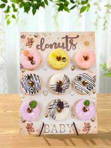 1 set Soporte de exhibición de donas de madera con 9 agujeros, estante de postre de madera con tema de oso marrón, estante de exhibición de donas para el hogar, estante para colocar alimentos para fiestas, estante para alimentos para fiestas de cumpleaños, bodas, eventos familiares, Soporte de exhibición de donas de madera para fiestas de Acción de Gracias, Navidad, Halloween, decoración para baby shower, bodas, despedidas de soltera, regalos para fiestas