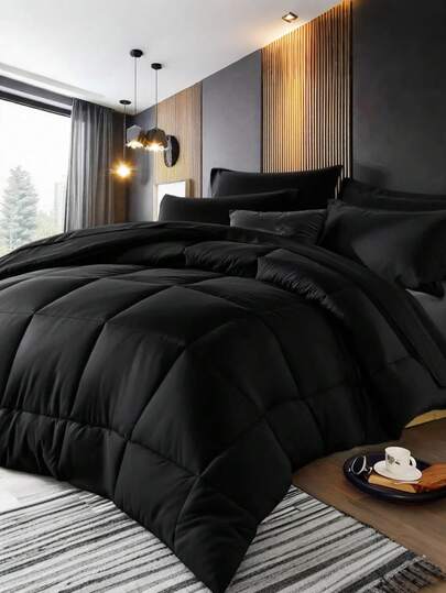 5/7pcs Luxurious Checkered Comforter Soft Microfiber, Lightweight, Breathable, Easy Care-And Bed In A Bag Convenience For All Seasons, With Comforter, Flat Sheet, Fitted Sheet, And Pillowcases, Bed In A Bag Queen And King Size