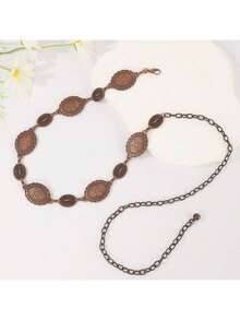 Vintage Bohemian Style Waist Chain, Fashionable Metal Chain Waist Belt, Geometric Pattern Boho Zinc Alloy Waist Chain For Women, All Seasons - Small Size Piece - View 15