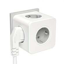 PASSUS Regleta de enchufes ahorradora de espacio con 5 tomas de CA - Adaptador de enchufe de pared multifunción para la UE, apto para el hogar, la oficina y los viajes, color gris claro