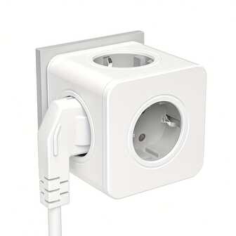 PASSUS PASSUS Space-Saving Cube Power Strip With 5 AC Outlets - Multi-Function EU Wall Socket Adapter, Suitable For Home, Office And Travel, Light Grey