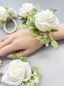 1个/6个装涤纶玫瑰手镯花，休闲风，婚礼/新娘派对胸花，伴娘花环，情人节配饰 - 手腕花 - 查看 11