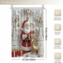 1/3/4pcs Merry Christmas Winter Decorations Shower Curtain Set Santa Tree Ball Faux 3D Cute Red Golden White Shower Curtain Bathroom Set, Minimalist Cartoon Waterproof And Wear-Resistant Accessories,With 12 Hooks - Includes Toilet Seat Cover, Bath Mats, And Rugs - Non-Slip Polyester Fabric - Washable - Perfect For Holiday Decor,Home/Bedroom/House/Western Decor