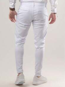 Men's Tailored Twill Trousers, Sporty Fine, Knife Pocket, Built-In Pocket - 白色 - 查看 3