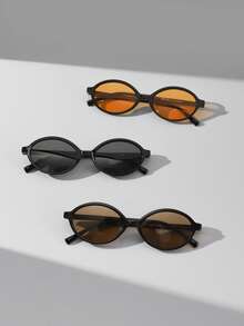 3 cặp kính thời trang nam kiểu retro hình bầu dục màu đen bằng acrylic, thích hợp cho các kỳ nghỉ, lễ hội và sử dụng hàng ngày. - Nhiều màu - Xem 14