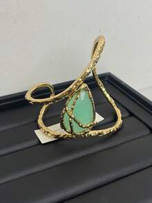 1件女士优雅白色珐琅鸢尾叶手链 - 金色法式时尚设计，适合日常和派对佩戴，四季皆宜的百搭饰品 - 淺綠色 - 查看 2