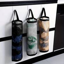 Random Style Plastic Hanging Trash Bag Holder, Wall-Mounted Foldable Mesh Storage Bag For Kitchen Garbage Collection, Extendable Wall Hanging Bag, Ideal For Kitchen Organization And Home Storage