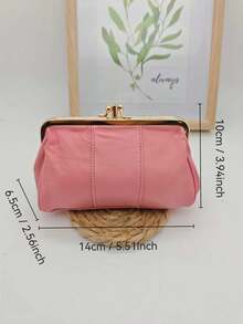 Fashionable & Elegant Pink Leather Bifold Wallet For Women Wallet Mini Wallet Purse Wallet Coin Wallet Small Wallet - Pink - View 2