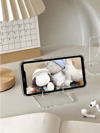 1 件装极简主义透明亚克力手机支架 | 可调节桌面支架，适用于 和平板电脑，桌面配件。透明亚克力手机支架 | 通用桌面支架，适用于手机和平板电脑，时尚家居和办公用品。透明桌面手机支架 - 亚克力材质 | 兼容所有智能手机，极简主义桌面收纳工具。