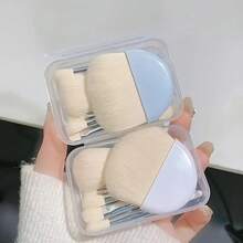 Conjunto de 6 pincéis de maquiagem para viagem, ideais para olhos, rosto e base. Mini pincéis cosméticos portáteis com cerdas macias de nylon e cabo de ABS. Essenciais para a volta às aulas.