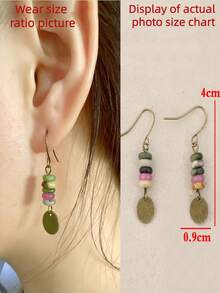 1pair Retro Handmade Beaded Alloy Creative Bohemian Earrings - Bronze - View 4