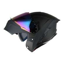 1Storm Motorcycle Modular Flip Up Dual Visor Helmet Street Bike Sun Shield Full Face KT928: Matt Black  + One Extra Clear Shield - L - View 11