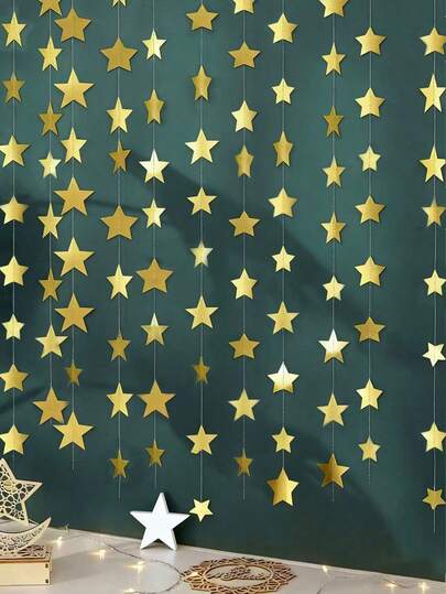 Juego de decoración de estrellas brillantes de 4 m para fiesta de cumpleaños, banderas azules, plateadas, doradas y rosa dorado, decoración interior y exterior, corona, estrellas colgantes para el escenario, vuelta al colegio, Día de San Valentín, Ramadán, Eid Mubarak