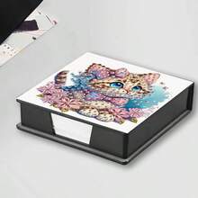 1 件 5D 钻石画套件 - 书签/收纳盒,特殊形状水晶钻,猫,熊猫,鸟图案,DIY 钻石马赛克备忘录夹,适合存放笔记和作为桌面装饰,包含 150 张备忘录纸 - 彩色 - 查看 16