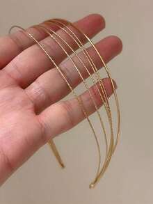 1 Set Of 5pcs Fine Wire Metal Headbands, Minimalist European & American Design Aesthetic Hairpins Outings, Parties, Daily Street Style Hairband Hair Hoop Hair Accessories - GOLD - View 9