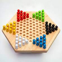 Wooden Toy Checkerboard Game, Multi-Player Jumping Checkers, Family Activity Toy - Multicolor - View 3