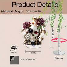 Adorno acrílico plano de Halloween, calavera aterradora 2D, decoración de escritorio para el hogar. - Multicolor - Ver 9