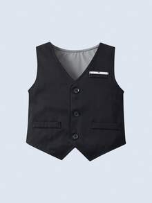 BOARNSEORL 3 件套年轻男孩绅士套装：蝴蝶结长袖衬衫、吊带工装裤和背心，时尚休闲西装，适合生日派对、婚礼、洗礼、节日正式穿着 - 黑色 - 查看 9