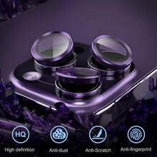 Yezodawee 6片装9H钢化玻璃相机镜头保护膜 - 兼容 17 Pro相机镜头，金属独立环保护壳，高清透明，兼容 17 Pro Max/17 Pro/17 Air/17/15 Pro Max、14 Plus、13、12、11、15 Pro、15 Plus、14 Pro - 完美贴合，防刮手机壳（紫色） - 6件 - 查看 3