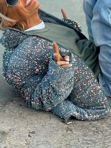 Women's Casual Sequin Padded Coat, Everyday Wear, Autumn/Winter - Multicolor - View 3