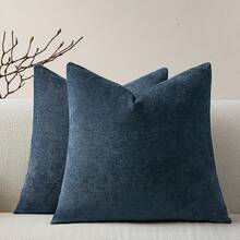 1 pieza Funda de cojín decorativo de chenilla azul marino en espiga, diseño minimalista moderno, apta para sofá, cama, balcón, sala de estar, comedor, decoración del hogar, uso diario, cómoda