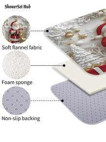 1/3/4pcs Merry Christmas Winter Decorations Shower Curtain Set Santa Tree Ball Faux 3D Cute Red Golden White Shower Curtain Bathroom Set, Minimalist Cartoon Waterproof And Wear-Resistant Accessories,With 12 Hooks - Includes Toilet Seat Cover, Bath Mats, And Rugs - Non-Slip Polyester Fabric - Washable - Perfect For Holiday Decor,Home/Bedroom/House/Western Decor