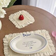 1/6/30 件韩国 Ins 风格米色心形蕾丝小餐巾，多用途防尘布，适用于食物摄影