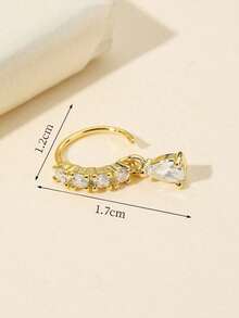 1 Pc Luxury Minimalist Set Of Micro-Solid Diamond Drop Ear Bar Claspers - Available In Gold, Rose Gold Or Silver Delicate And Exclusive Daily Commuting Accessory. - Silver - View 10