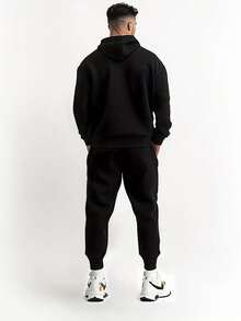 LPHA Letter Print- 2 Piece Set New Mens Casual Hoodie Casual Set For Slight Stretch - Spring Fall/Winter Casual Essentials | Machine Wash.Set For Running Gear, Sporty Design, Comfortable Training Hoodie. - 阿爾法 - 查看 4