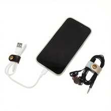 10 organizadores de cabos com clipes de metal - várias cores (azul, verde, vermelho, bege, marrom) para cabos de fone de ouvido, conectores de fone de ouvido e gerenciamento de cabos - design durável e elegante, suportes de cabos, acabamento metálico