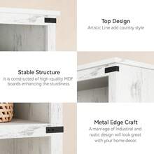 Librero Rústico 3 Niveles 39.9", Estantería de Madera con Almacenaje, Repisa de Exhibición para Oficina, Sala o Recámara, Blanco - Blanco - Ver 6