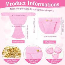 DRoowest 51 Pcs Dirty Diaper Baby Shower Games Funny Wooden Sign With 50 Pcs Mini Diapers Cute Felt For Gender Reveal Party Baby Shower Pink Elephant - 粉紅象 - 查看 3