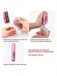 1pc 5ml Refillable Perfume Atomizer Spray Bottles – Perfume Bottle Portable Fragrance Mist Container For Travel, Gift & Home Use – Shiny Pink Storage Containers - 粉色 - 查看 5