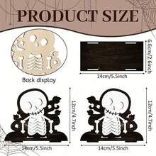 Suporte de Papel Toalha com Padrão de Esqueleto. Material de Madeira, Adequado para Colocação na Mesa Festiva de Casa.