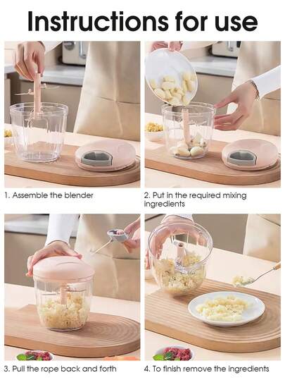 Multi Functional Food Chopper, Portable Hand Pull String Garlic Mincer Onion Cutter, Vegetable Cutter, Multi Functional Garlic Masher, Manual Food Chopper, Vegetable Chopper, Garlic Crusher, Meat Masher, Kitchen Gadgets