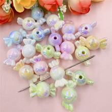 10PCS 11.2 * 21.4mm Glossy Macaron Color UV Plated Perforated Candy Beads Acrylic Beads - Rainbow Pink Candy Color, Perfect For DIY Jewelry Making Bracelets And Necklaces, Earring - 彩色 - 查看 3