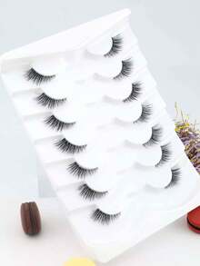 7 Paar Katzenauge verlängerte Wimpern, natürlich flauschige halbe Augen Kunstmink 3D lockige transparente Stiele, bequeme leichte Kunstmink Wimpern für Date & tägliches Augen Make-up - Halbe Wimpern - Übersicht 8