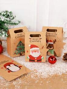 24 piezas Cajas de dulces navideños con etiquetas, Mini bolsas de regalo navideñas, Bolsas de papel de regalo de kraft para galletas y dulces, para suministros de obsequios de fiesta, rellenos de calcetines navideños, cajas de galletas y dulces