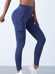 Quần tập yoga vá 9 túi 1 chiếc, thích hợp cho tập thể dục, yoga, thể thao ngoài trời và quần bó đi bộ - Màu xanh bụi bặm - Xem 7