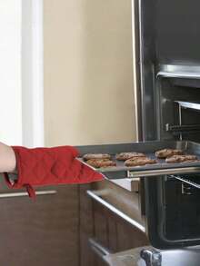 1/2 piezas Guantes de horno resistentes al calor alto con textura tejida, guantes y almohadillas calientes duraderos para cocinar y hornear