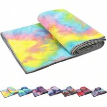 DZHJKIO Toallas de Yoga, Toalla de Yoga Caliente Antideslizante, Textura gofral, Absorbente de Microfibra sin Olor, tamao estndar 61x 182, para Yoga Caliente, Bikram, Pilates - Rosa, azul y amarillo - Ver 2