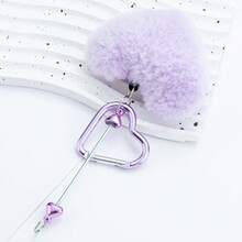 1pc DIY Beaded Accessory, Heart-Shaped Carabiner, Backpack Plush Pendant, Bag Charm, Carabiner, Heart Lock Clip, Pom Pom Carabiner, Birthday Gift, Christmas Gift, Christmas Stocking Stuffer - Multicolor - View 8