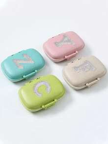 1pc Portable Dual Layer 8 Slot Pill Box, Mini Compact Pill Organizer - Pill Case Tablet Storage Container, Weekly Pill Box, Medication Dispenser - Multicolor - View 2