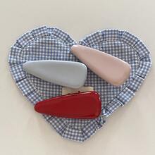 Korean Fashion Retro High-End Patent Leather Hair Clip Internet Celebrity Glossy PU Drop Duckbill Clip Bangs Side Clip - Bạc - Xem 2