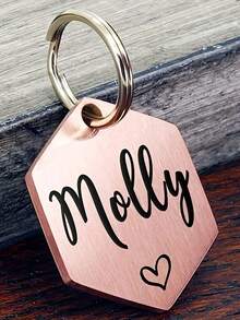 1 pieza Etiqueta de identificación de mascota hexagonal personalizada, de material de acero inoxidable con grabado láser de nombre y datos de contacto personalizados, para evitar la pérdida, adecuada para perros y gatos pequeños/medianos/grandes, accesorio para mascotas - regalo ideal para gatos y perros